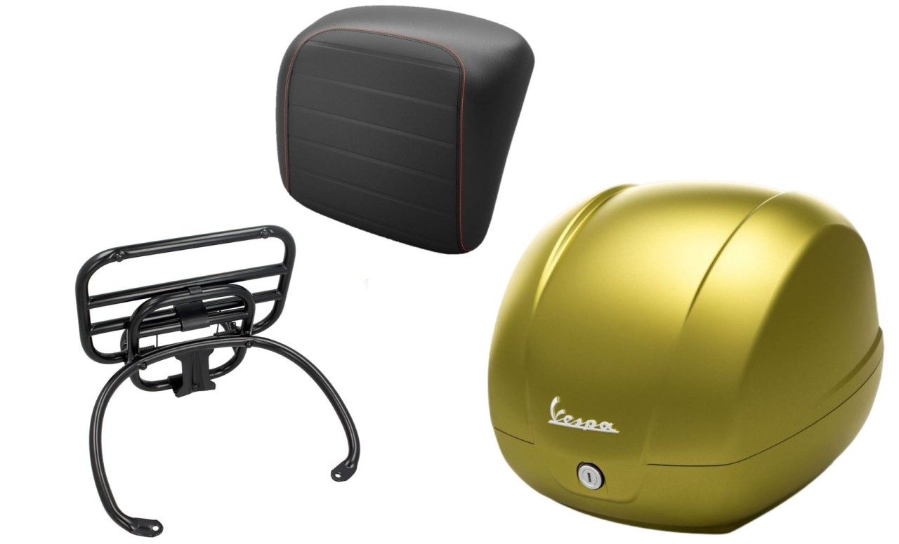 Topcase-kit 36L verde leger (333/A), bagagerek zwart voor Vespa GTS 125/300/310