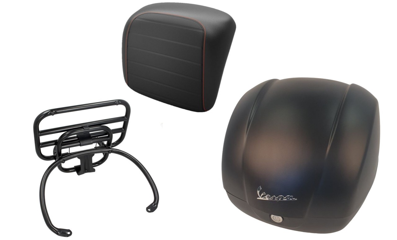 Topkofferset 36L zwart mat (99/C), bagagerek zwart voor Vespa GTS 125/300/310