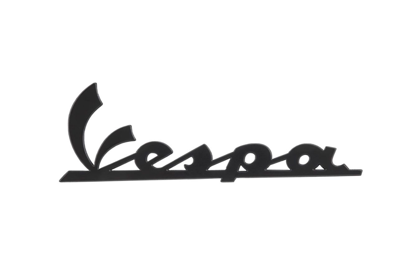 Vespa"-belettering op voorpootschild - glanzend zwart/antraciet