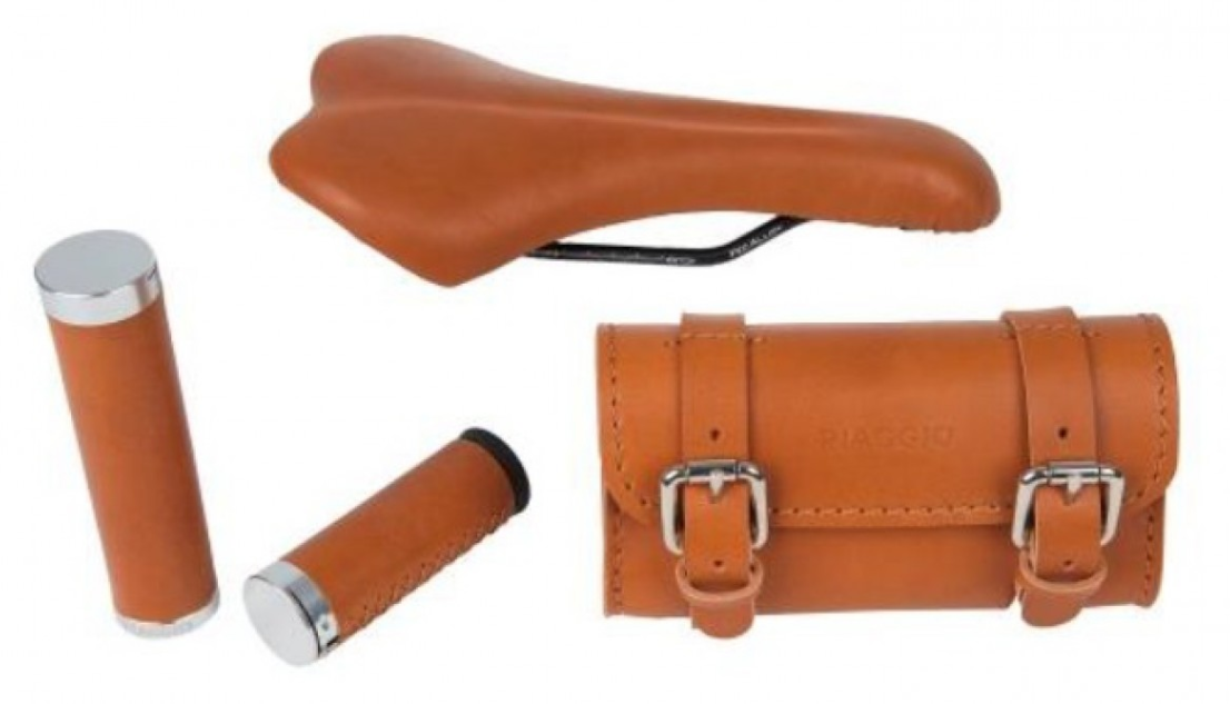 Lederen set "Style" Zadel / handvatten / tas voor WI-BIKE Original Piaggio